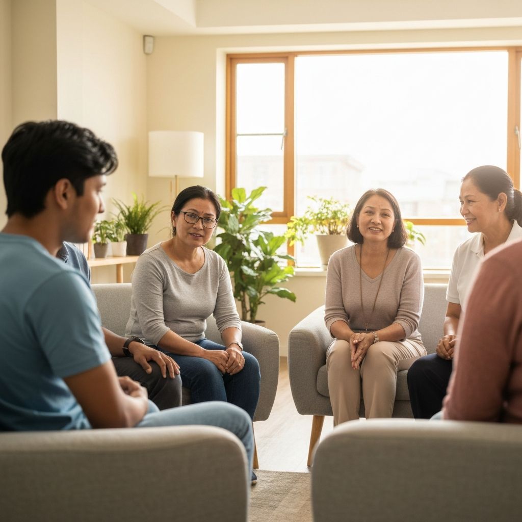 Supportive group therapy session at the rehabilitation center